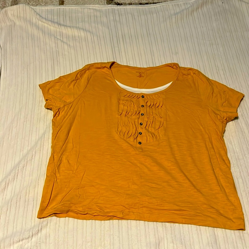 Women’s 2x North Crest short sleeve t-shirt. Gold good condition. Pleated front